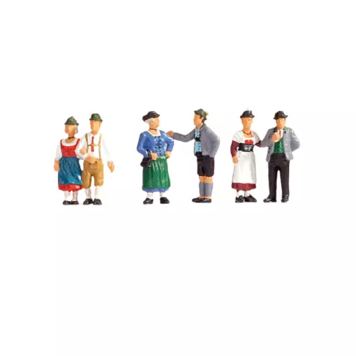 Set van 6 figuren in typische en folkloristische kleding NOCH 15578 - HO 1/87