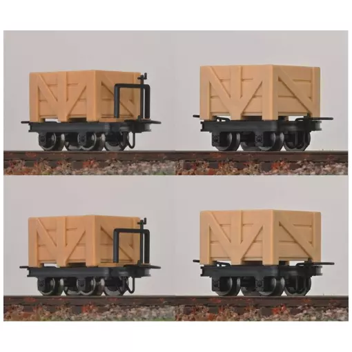 Set di 4 carri di carico, 2 con e 2 senza freni