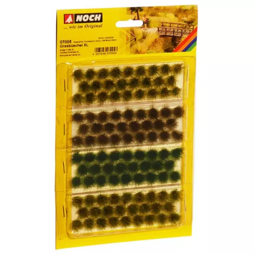 Pack of 104 XL grass tufts - 4 shades of green - 9mm - HO 1/87 - NOCH 07005