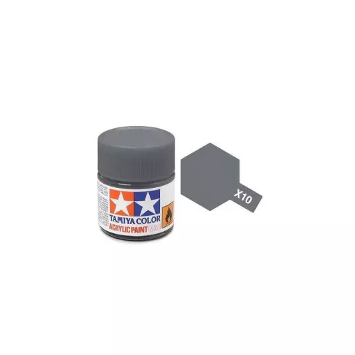 Peinture acrylique en pot - Gris Acier BRILLANT X10 - TAMIYA 81510 - 10ml