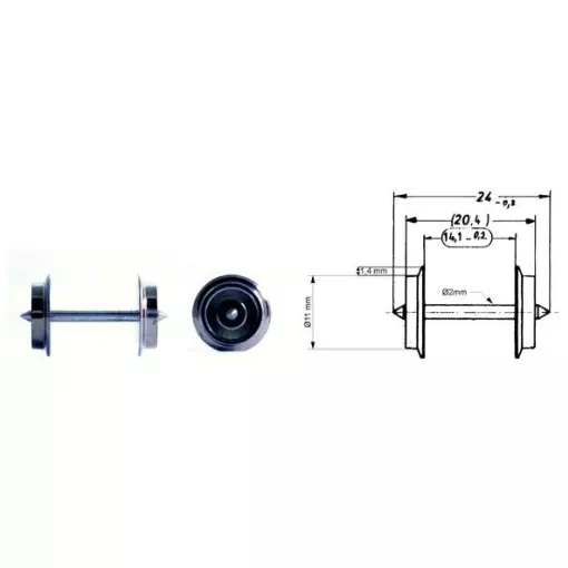 Niet-geïsoleerde reserveas (AC), aslengte 24 mm