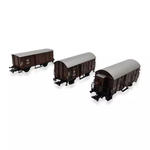 3 gedeckte Güterwagen für die Lokomotive Serie 1020 - MARKLIN 46398 - HO 1/87