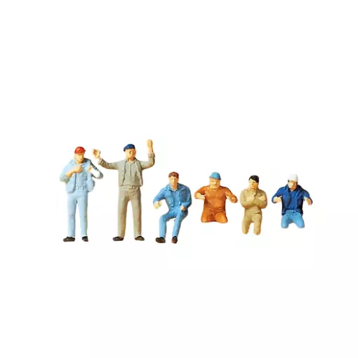 Set of 6 trucker figures including 3 without legs - Preiser 14009 - HO 1/87