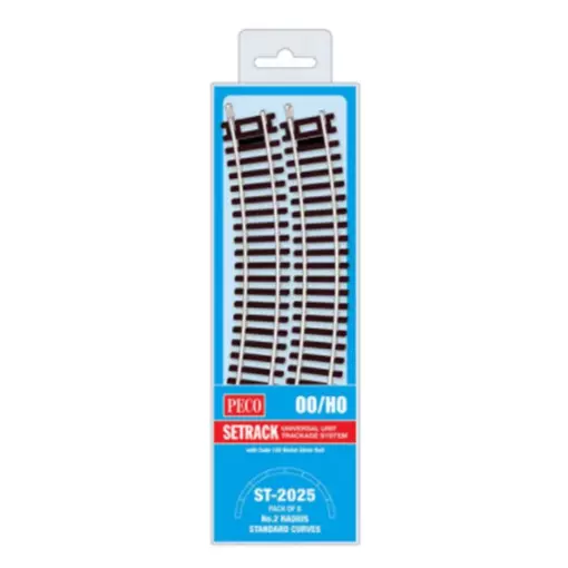 8 carriles curvos radio 438 mm 22,5° Peco ST2025 - HO : 1/87 - Código 100