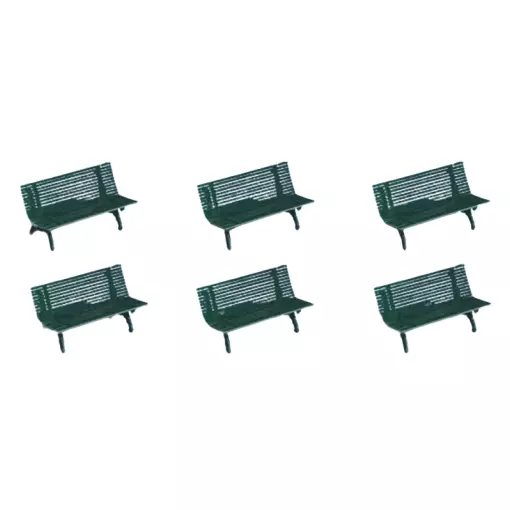 Set di panchine pubbliche verdi