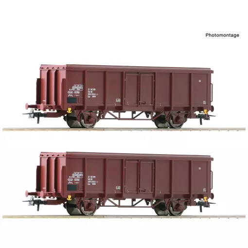 Set 2 wagons tombereaux Roco 76006 - HO 1/87 - DR - EP IV