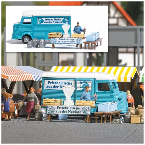 Fishmonger's scene | Sales car & stall BUSCH 7990 HO 1/87