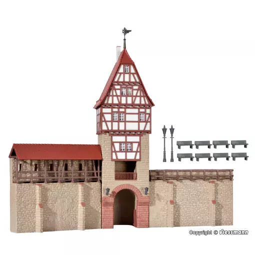 Enclosure wall with half-timbered tower KIBRI 38914 - HO 1/87