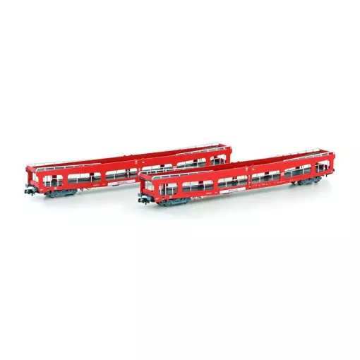 Set 2 wagons voor autotransport Trein N33309 - N 1/160 - DB / AG - EP VI
