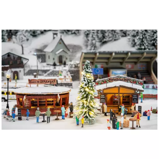  2 Stands de marché de Noël avec sapin de Noël illuminé - FALLER 134006