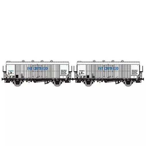 Box of 2 refrigerated wagons delivered in white with large "Interfrigo" lettering