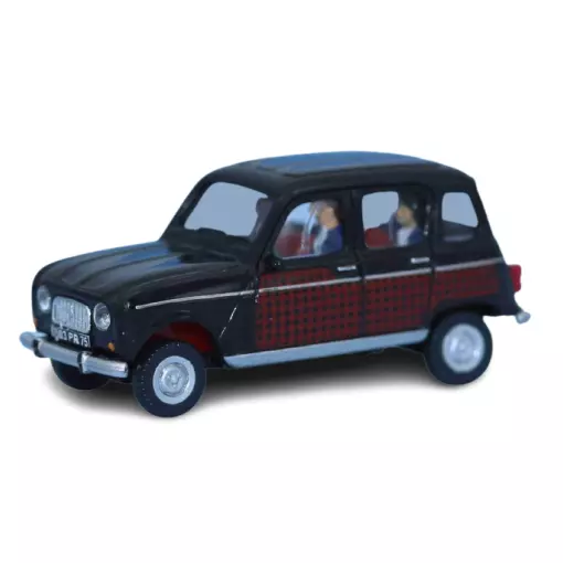 Auto Renault R4 4L Parisienne nera e rossa, 2 personaggi SAI 1640 - HO 1/87