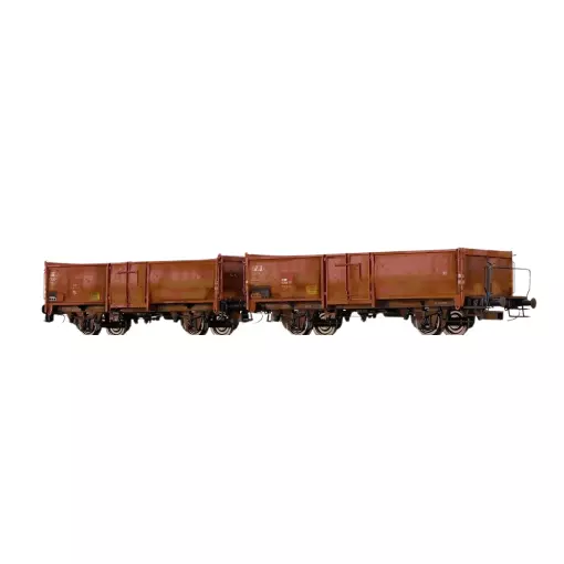 Conjunto de dos vagones de mercancías E037 con pátina - Brawa 51121 - HO 1/87 - CFF - EP IV - 2R