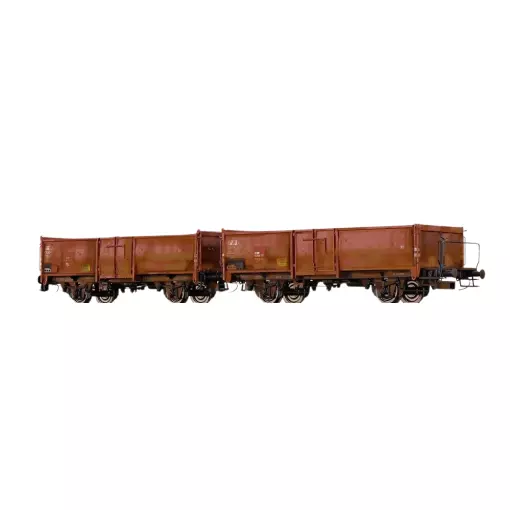 Set de deux wagons de marchandises E037 patinés - Brawa 51121 - HO 1/87 - CFF - EP IV - 2R