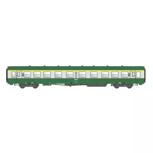 Voiture voyageur USI longues At4 U62, bogies Y24, vert/gris, chauffage autonome, logo encadré blanc - Models World 40036 - HO 1/87 - SNCF - Ep IVb - 2R