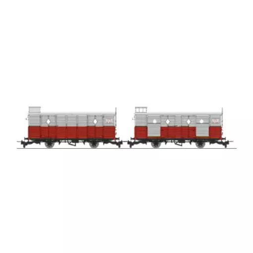 Set de 2 fourgons rouge/gris N° 2621 (portes fermées) et 2625 (2 portes ouvertes) - Ree Modèles VM047 - HOe/HOm - CFC - Ep III/IV - 2R