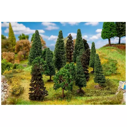 Lot de 15 arbres de forêt assortis de 70 à 90 mm - FALLER 181529