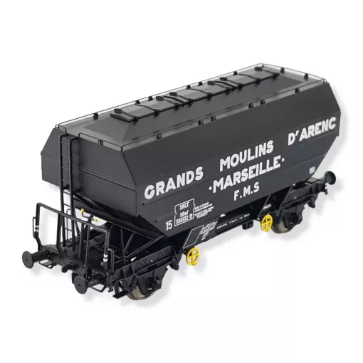 Wagon céréalier Grands Moulins d'Arenc noir - REE MODELES WB726 SNCF HO 1/87