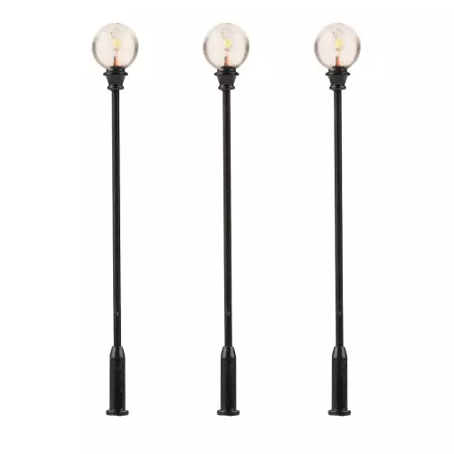 Set of 3 classic Faller LED ball lamps 180113 - HO1/87 - height 71 mm