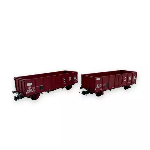 Set von 2 offenen Güterwagen "Villach / SGW" - R37 HOP43007C - HO 1/87 - SNCF - Ep III - 2R