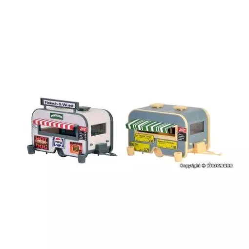 Food Trucks lot de deux caravanes aménagées - Vollmer 45144 - HO 1/87