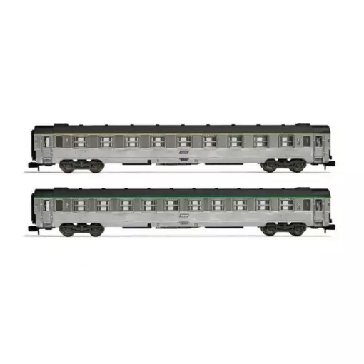 Set 2 voitures voyageurs DEV INOX - ARNOLD HNS4380 - SNCF - N 1/160 - EP IV