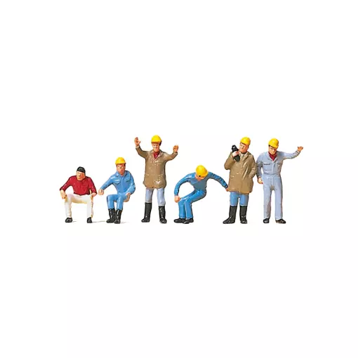 Pack de 6 Grutiers - Figurine - PREISER 10037 - Échelle HO : 1/87ème