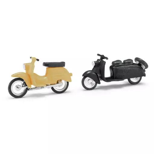 2 scooters miniaturas Mehlhose 210 008908 - HO 1/87 - Berlin Roller/schwalbe