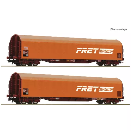 Coffret de 2 wagons à bâche coulissante - Roco 6600161 - HO 1/87 - SNCF - Ep IV-V - 2R