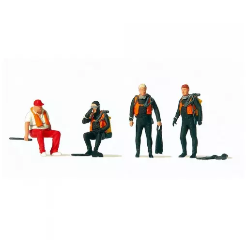 Set de 4 figuras de buceo Preiser 10693 - HO : 1/87