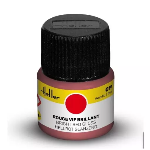 Peinture Acrylique 019 - Rouge Vif Brillant - Heller 9019 - 12ML