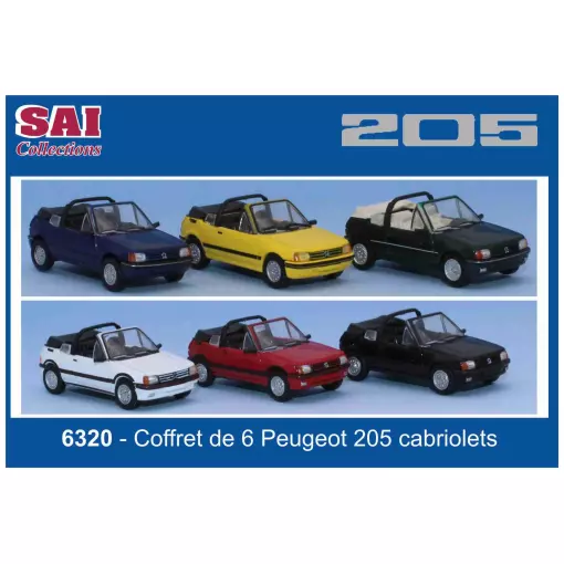 Coffret de 6 Peugeot 205 Cabriolet CT et CTI - SAI 6320 - HO 1/87
