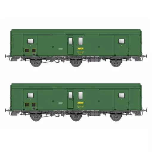 Set de 2 fourgons Dd²ai PLM 3 essieux métallisés - Models World MW108 - HO 1/87 - SNCF - Ep IV - 2R