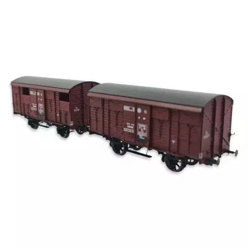 Set of 2 ex-covered 20T PLM REE wagons Models WB735 - HO 1/87 - EP II