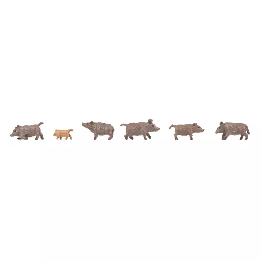 Pack of 6 Wild Boars Faller 155909 - N 1:160 - Painted