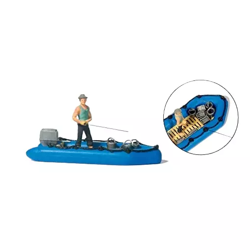 Fisherman and inflatable boat PREISER 10687 - HO 1/87