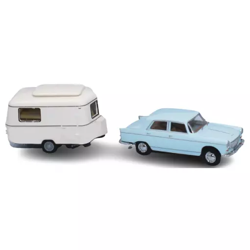 Voiture Peugeot 404 & Caravane Eriba Pan SAI 2338 - HO 1/87 -