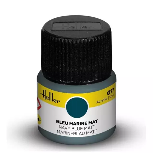 Peinture acrylique en pot - Heller 9077 - Bleu marine mat - 12ml