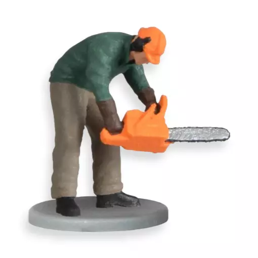 Woodcutter with Viessmann 1548 chainsaw animated figure - HO 1/87