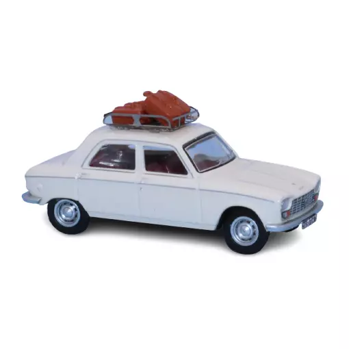 Witte Peugeot 204 auto, dakdrager SAI 1722 - HO : 1/87 -