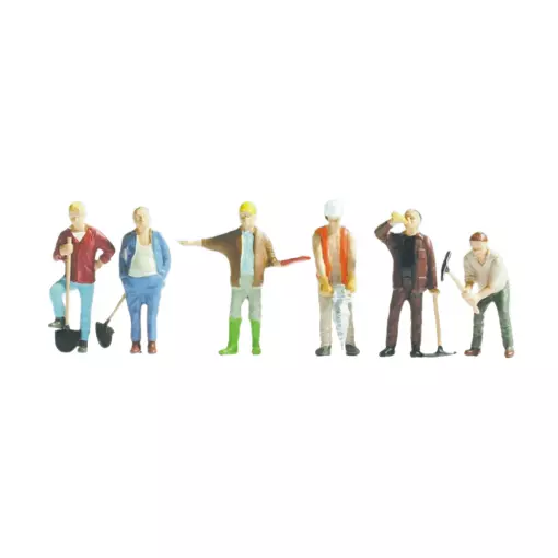 Lot de 6 personnages Ouvriers hommes en activité SAI 336 - HO : 1/87