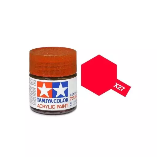 Peinture acrylique en pot -  Rouge Transparent BRILLANT X27 - TAMIYA 81527 - 10ml