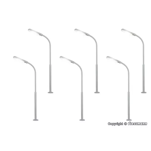 Lot de 6 lampadaires de rue type fouet VIESSMANN 60906 - HO 1/87