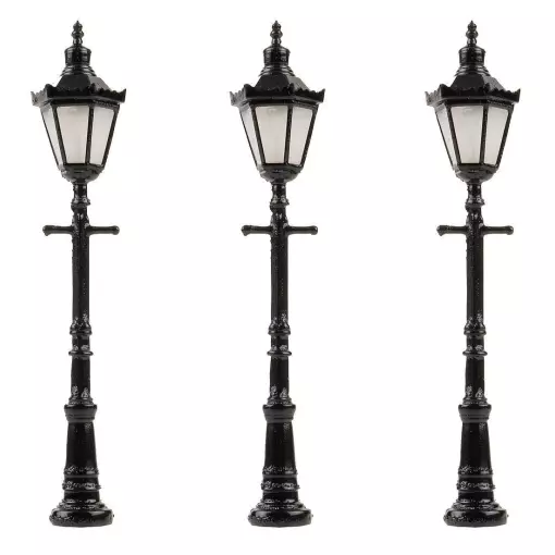 Set di 3 lanterne da parco Faller LED 180112 - HO1/87 - altezza 65 mm