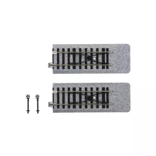 2 rails droits Unitrack (S109B) avec butée tampon - Kato 2-170 - HO 1/87