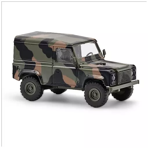 Land Rover Defender 90 Box, camouflage militaire - Busch 54355 - HO 1/87 