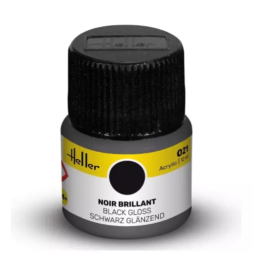 Acrylic pot paint - Heller 9021 - Noir Brillant - 12 ml
