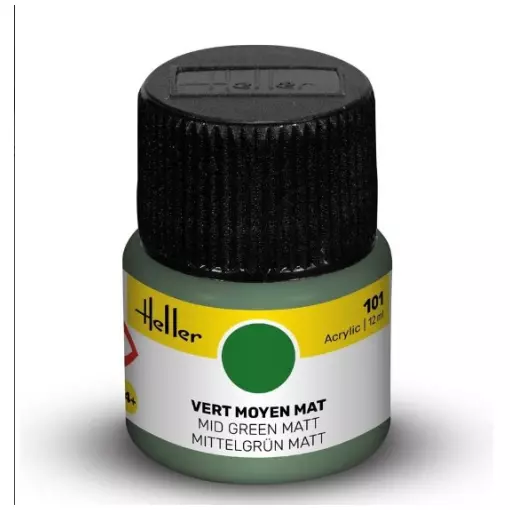 Peinture Acrylique 101 - Vert Moyen Mat - Heller 9101 - 12ML