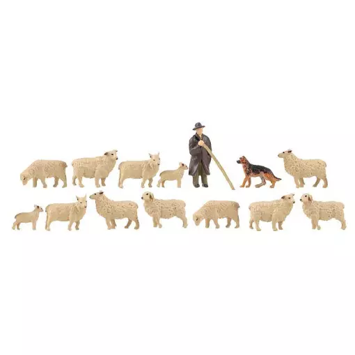 1 Personnage "Être berger" avec 12 brebis et un chien