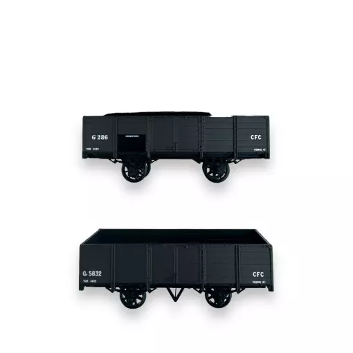 Set of 2 unbraked dump cars - Ree Models VM-033 - HOe 1/87